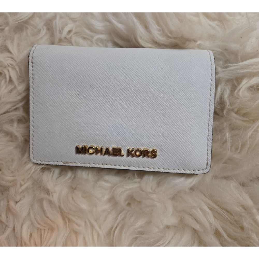 Michael Kors Gold Logo White Card Holder, Excellent Condition